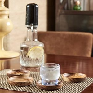 Wooden <b>Coasters</b> for Drinks - Natural Acacia <b>Wood</b> Drink <b>Coaster</b> Set for Drinking Glasses Tabletop Protection for Any Table Type - Product Image 5