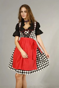 Venta al por mayor señoras Dirndl vestido único estilo bávaro 100% algodón botón frontal patrón sólido tejido frente vestido ecológico - Product Image 3