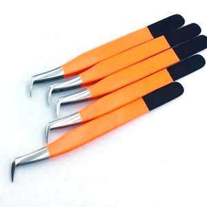 Pinzas de pestañas aceptables OEM con muestra gratis, pinzas de extensión de pestañas con agarre de diamante, pinzas de pestañas con punta de fibra de 75 y 90 grados - Product Image 5