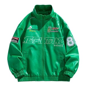 Bomber Genuine Leather <b>Jacket</b> Men <b>Women</b> Hip Hop <b>Waterproof</b> Windproof Motorcycle Loose Baseball Casual Street Racing Outwear - Product Image 5