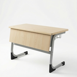 โต๊ะนักเรียนคู่แบบโมเดิร์น หน้าโต๊ะวัสดุเวอร์ซาลิต โครงเหล็ก โต๊ะฝึกอบรม โต๊ะทำงานที่บ้าน โต๊ะคอมพิวเตอร์ โต๊ะเขียนหนังสือ - Product Image 4