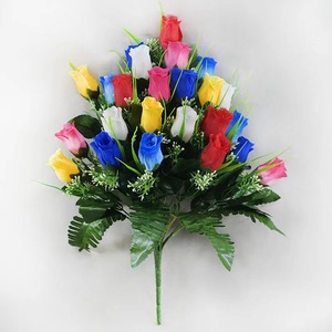 Custom Multi-Color Artificial Silk <strong>Memorial</strong> Rose <strong>Grave</strong> Vase Decoration Outdoor Funeral Bouquet for Gravestones for Mother's Day - Product Image 4