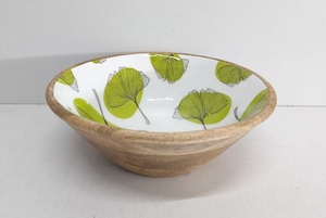 High Quality Eco-Friendly Wooden Meena Work Kitchenware Bowl Handmade Round Shape Solid Wood Tabletop <b>Dinnerware</b> Fancy Design - Product Image 3