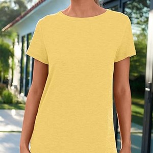Camisetas de Verano Transpirables y Ecológicas de Manga Corta con Cuello Redondo, Color Personalizado, 100% Algodón/Poliéster de Secado Rápido para Mujer - Product Image 2