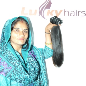 Vente en gros d'extensions de cheveux Remy indiens à vague droite 100% soyeuse cuticule brute noire alignée sans traitement chimique - Product Image 4