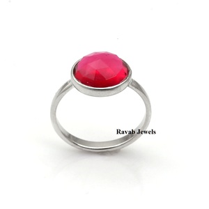 Dernière bague en argent sterling 925 avec pierres précieuses, quartz tourmaline rose, 12mm, éternité ronde, vermeil, fabriquée en inde pour femmes - Product Image 2