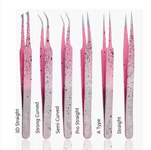 Pinzas de pestañas de acero inoxidable superventas Extensiones de pestañas de fibra de gancho de 90 grados Pinzas de pestañas de volumen sostenible - Product Image 6