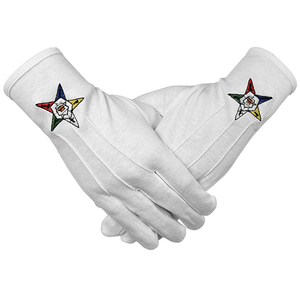 Fabricant professionnel de haute qualité brodé blanc 100% coton main travail maçonnique Regalia gants - Product Image 4