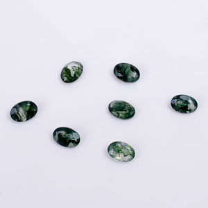 Piedra preciosa suelta de ágata musgo natural, corte brillante ovalado verde para fabricación de joyas, tamaño calibrado 6,0x4,0x2,5mm - Product Image 3