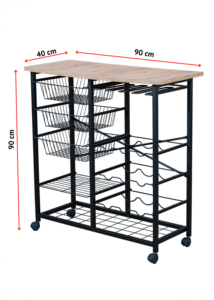 Kitchen Island Cart Rolling Bar Cart <b>Wine</b> Rack Cart Serving Trolley Metal Utility Cart - Product Image 6
