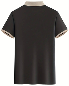 Chemise de golf décontractée pour homme avec drapeau français imprimé polyester tissu tricoté légèrement extensible coupe régulière col à revers bouton couleur unie - Product Image 5