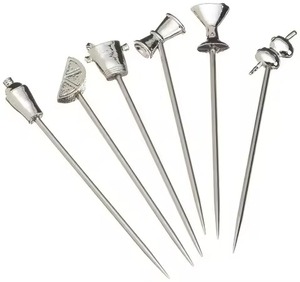 Stainless Steel Metal Eco-Friendly Durable Modern Cocktail Picks Fruit Stick Reusable Garnish Skewers <b>Bar</b> <b>Accessories</b> - Product Image 2
