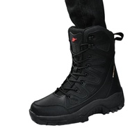Bottes d'hiver chaudes en fourrure pour hommes, imperméables, antidérapantes, pour le travail en extérieur, bottes tactiques, bottes de moto, respirantes, coupe-vent