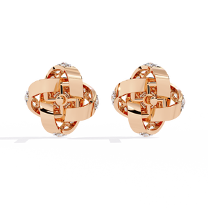 Pendientes Geométricos de Oro Rosa de 18K con Diamante Cultivado en Laboratorio para Boda y Compromiso - Product Image 4