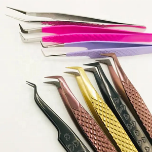 Plasma noir et or rose avec pointe en fibre plaquée or poignée de conception personnalisée Logo personnalisé professionnel meilleure pince à épiler pour extension de cils - Product Image 6