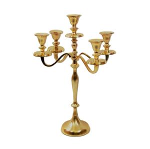 Candelabro Decorativo de Aluminio de Cinco Brazos con Acabado Dorado para Eventos, Fiestas y Festivales, Candelabro de Pie - Product Image 5