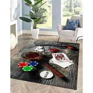 Alfombra Impresa: Diseño de Póker de Casino, Alfombra Moderna Personalizada para Decoración de Salón, con Pelo Suave - Product Image 2