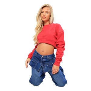 Sudadera corta para mujer, ropa de calle, ajuste extragrande, marca personalizada disponible, ajuste cómodo para mujeres jóvenes y adolescentes - Product Image 3