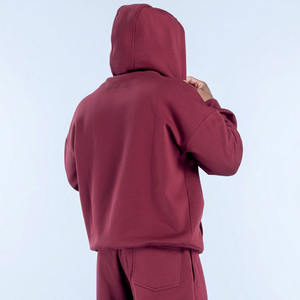 OEM Custom Design <b>Burgundy</b> Graphic <b>Hoodie</b> & Straight Leg Joggers <b>Men</b> Tracksuit Heavyweight Cotton Jogging Suit <b>Men's</b> Sweatsuits - Product Image 3