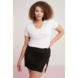 ETHIQUET Loren Body da donna in cotone, vestibilità regolare, scollo a V, manica corta, taglie forti - Product Image 1