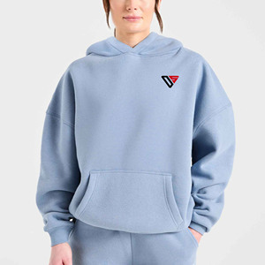 Sudadera con Capucha Extra Grande de Alta Calidad para Mujer, de Felpa de Algodón, Estilo Casual Urbano, Hombros Caídos, Logotipo Frontal con Bordado 3D Personalizable - Product Image 1