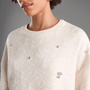 Jersey de mujer de lana con diamantes de imitación, sudadera de cuello redondo, algodón, suave, cálido, transpirable, ropa de calle de gran tamaño, sudadera Vintage - Product Image 4