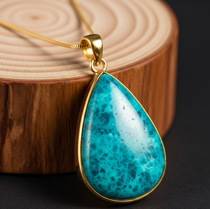 Cadena delicada de Plata de Ley 925, colgante bohemio con forma de gota de crisocola Natural, colgantes de moda de cristal para uso diario, dijes - Product Image 3