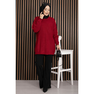 Suéter de Punto Grueso Vintage para Mujer, Color Rojo con Estampado Floral, Delgado, Transpirable, Suave, Estilo Casual para Primavera y Otoño - Product Image 1