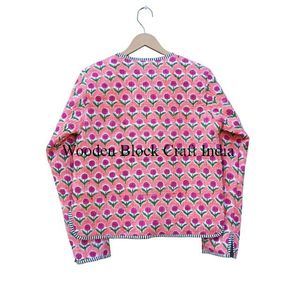 Chaqueta Acolchada Clásica de Algodón Global Hecha a Mano para Mujer, Elegante, Reversible, con Estampado Étnico Kantha, para Todas las Temporadas - Product Image 4