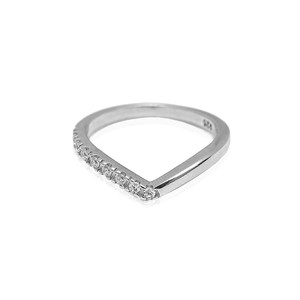 Clear Zircon Stone <b>V</b> Design Cluster Ring Turkish Wholesale Handmade 925 Sterling Silver Jewelry - Product Image 3