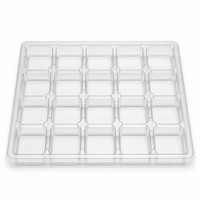Plateau d'emballage thermoformé transparent en PET, à alvéoles carrées, avec séparateurs, pour couverts, quincaillerie, outils, personnalisable