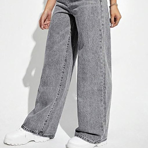 Jeans Extra Grandes para Mujer, Pantalones Vaqueros al por Mayor para Mujer, Pantalones Anchos de Algodón, Jeans de Mezclilla Deslavados de Tiro Alto, Pantalones Personalizados para Mujer - Product Image 3