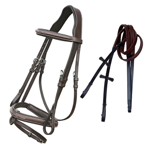 Venta al por mayor 100% de cuero duradero caballo ecuestre snaffle brida diseño atractivo mono corona pieza Fabricación de fábrica superior - Product Image 3