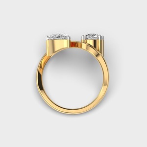 Bague à deux pierres en diamant cultivé en laboratoire certifié IGI, or jaune/blanc et rose 18 carats, diamant en forme de poire et rond, bague Toi It Moi - Product Image 4