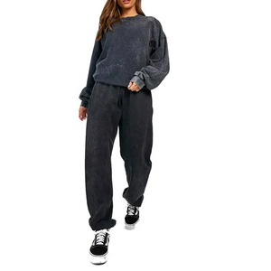 Oem Service Customized Hot Selling Luxury High Quality Tracksuit <b>Tie</b> Die Grey Color Sweat Suit <b>For</b> <b>Women</b> - Product Image 5