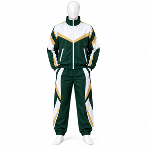 Ensemble de survêtement unisexe deux pièces coupe-vent à capuche imprimé personnalisé OEM, respirant, avec veste zippée et pantalon de jogging en nylon - Product Image 2