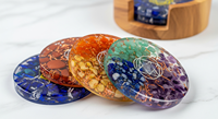 Lots de Pierres de Guérison 7 Chakras en Gros – Style Feng Shui de Luxe, Protection Énergétique Reiki, Vibes Positives, Sous-Verres en Agate Motif Bonbon