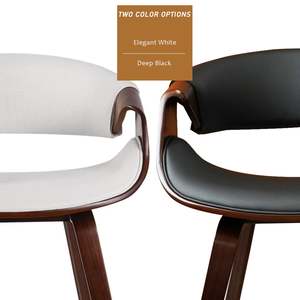 Ensemble de 2 chaises de salle à manger en bois courbé de noyer, style Mid-Century Modern, avec revêtement en cuir PU - Product Image 1