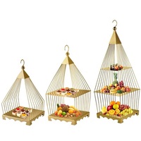 Présentoir de service et de rangement moderne en métal et fer, design cage à oiseaux, 2-3 niveaux, écologique, pour desserts à la maison, mariages et anniversaires