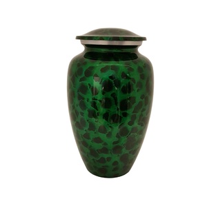 Urna de cremación de aluminio azul y dorado con diseño de flor de cuerpo completo para cenizas humanas y de mascotas Recuerdo de metal para funerales - Product Image 2