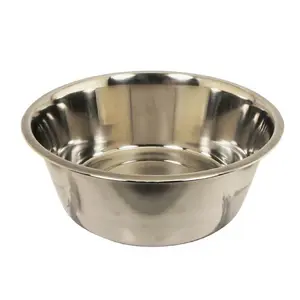 Stainless Steel Mirror Polished Round Food Dog Bowl Large Size Garden Decor Metal Pet Feeding Watering Bowl