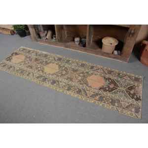 Alfombra de lana turca Vintage de 21x72 pies, tejido plano de retazos beige y marrón para decoraciones de sala de estar con respaldo de látex - Product Image 3