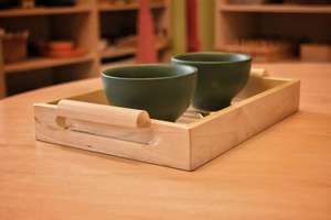 Plateau de service en bois de luxe fabriqué à la main avec blocs à découper de luxe Meena - Product Image 4