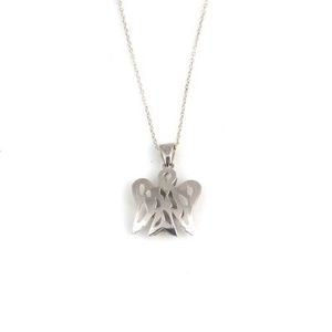 Colgante de Ángel de Oro de 14K con Alas de Plata de Ley 925 Blanca, Bañado en Rodio, Forma Geométrica, Zirconia, Diamante, Oro Rosa de Moda, Cristiano - Product Image 3
