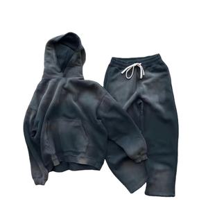 เสื้อครอปมีฮู้ดผู้ชายเสื้อครอปแบบสวมหัวเสื้อวอร์มผ้าฝ้ายขนแกะ450gsm หนาพร้อมโลโก้ของคุณดีไซน์ทันสมัย - Product Image 3