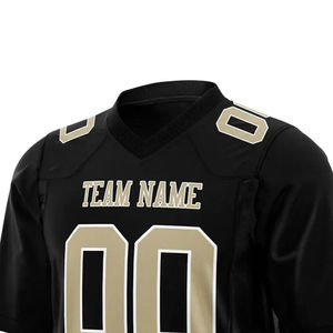 Maillot de football américain de haute qualité de couleur noire avec nom d'équipe en couleur contrastée 100% polyester à manches courtes unisexe - Product Image 4