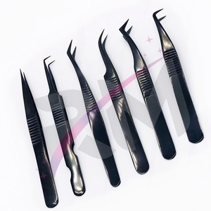 RMI Produit de haute qualité Extension de cils Pince à épiler Set Plane Grip Silver Shin Tip And Lashes Design Papier Enduit Couleur - Product Image 4