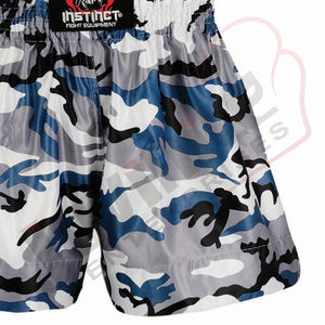 Pantalones cortos de entrenamiento con estampado azul gris de compresión de cintura alta personalizados de fabricantes OEM transpirables ecológicos de secado rápido 100% poliéster - Product Image 4