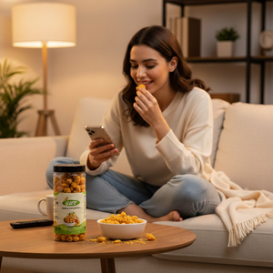 Nueces de Makhana Premium Tostadas con Queso y Hierbas, Saladas, Sin Gluten, en Envase de Vidrio de 80g - Product Image 3