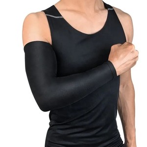 ปลอกแขนป้องกัน UV สำหรับเล่นกีฬาบาสเก็ตบอลปลอกแขนสีดำสำหรับป้องกันแบบกดโลโก้ตามสั่ง - Product Image 1